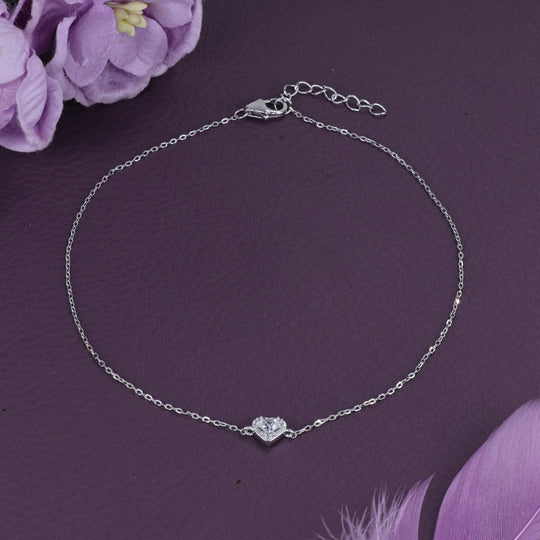 Textured silver link chain anklet for layering at a different length