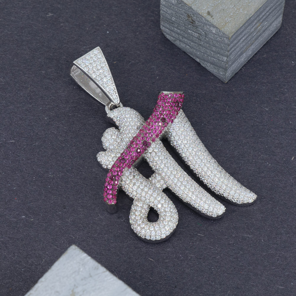 925 sterling silver pendant with pink and white stone embellishments