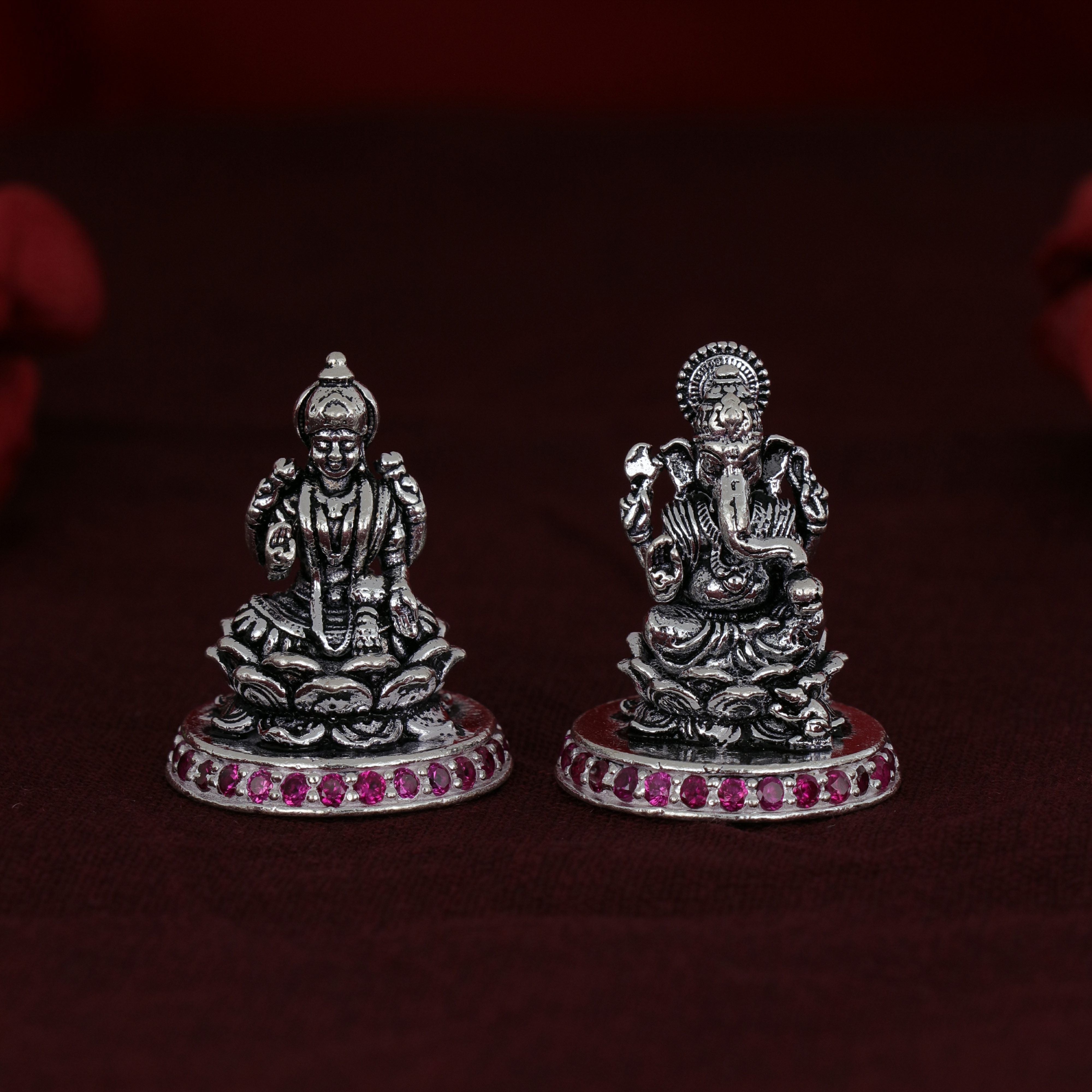 Shri Ganesh Laxmiji Oxidised Silver Murti collection