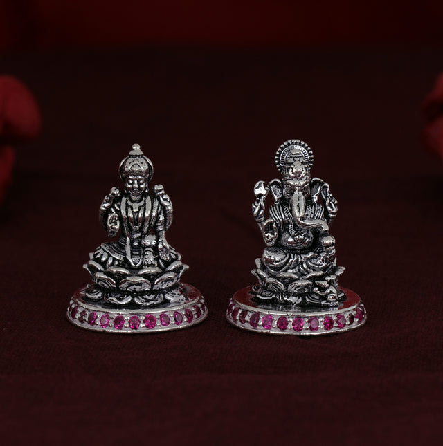 Shri Ganesh Laxmiji Oxidised Silver Murti collection