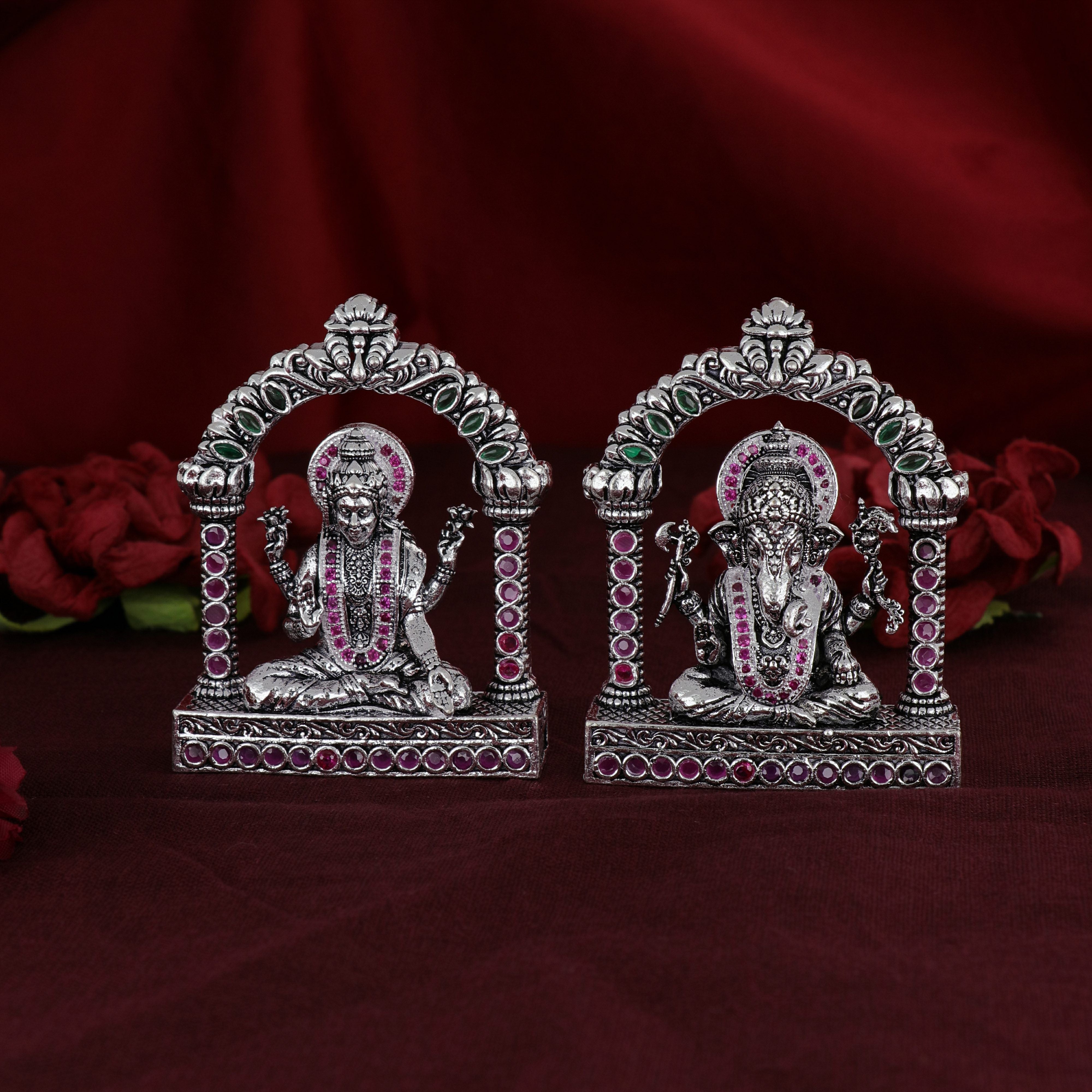 Shri Ganesh Laxmiji Micro Silver Murti