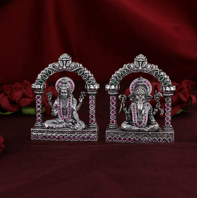 Shri Ganesh Laxmiji Micro Silver Murti