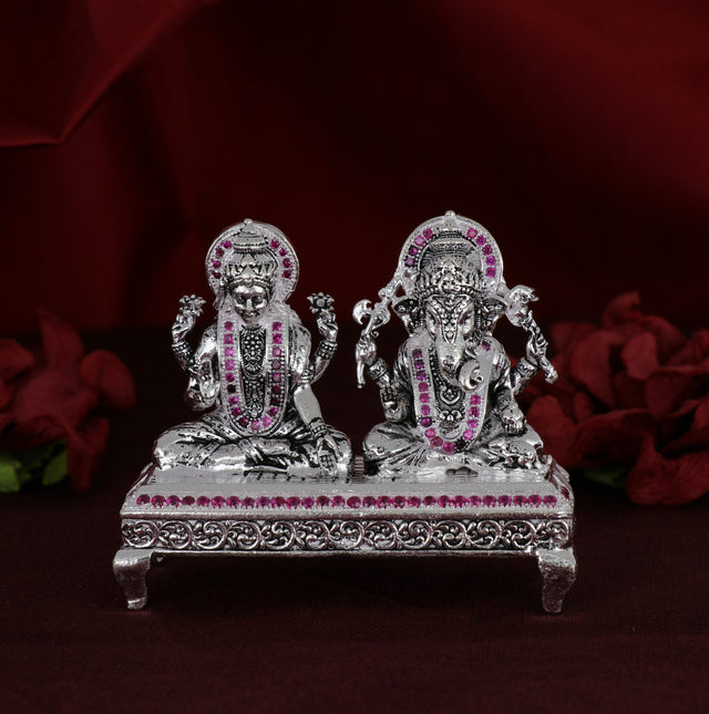 Shri Ganesh Laxmiji Micro Silver Murti