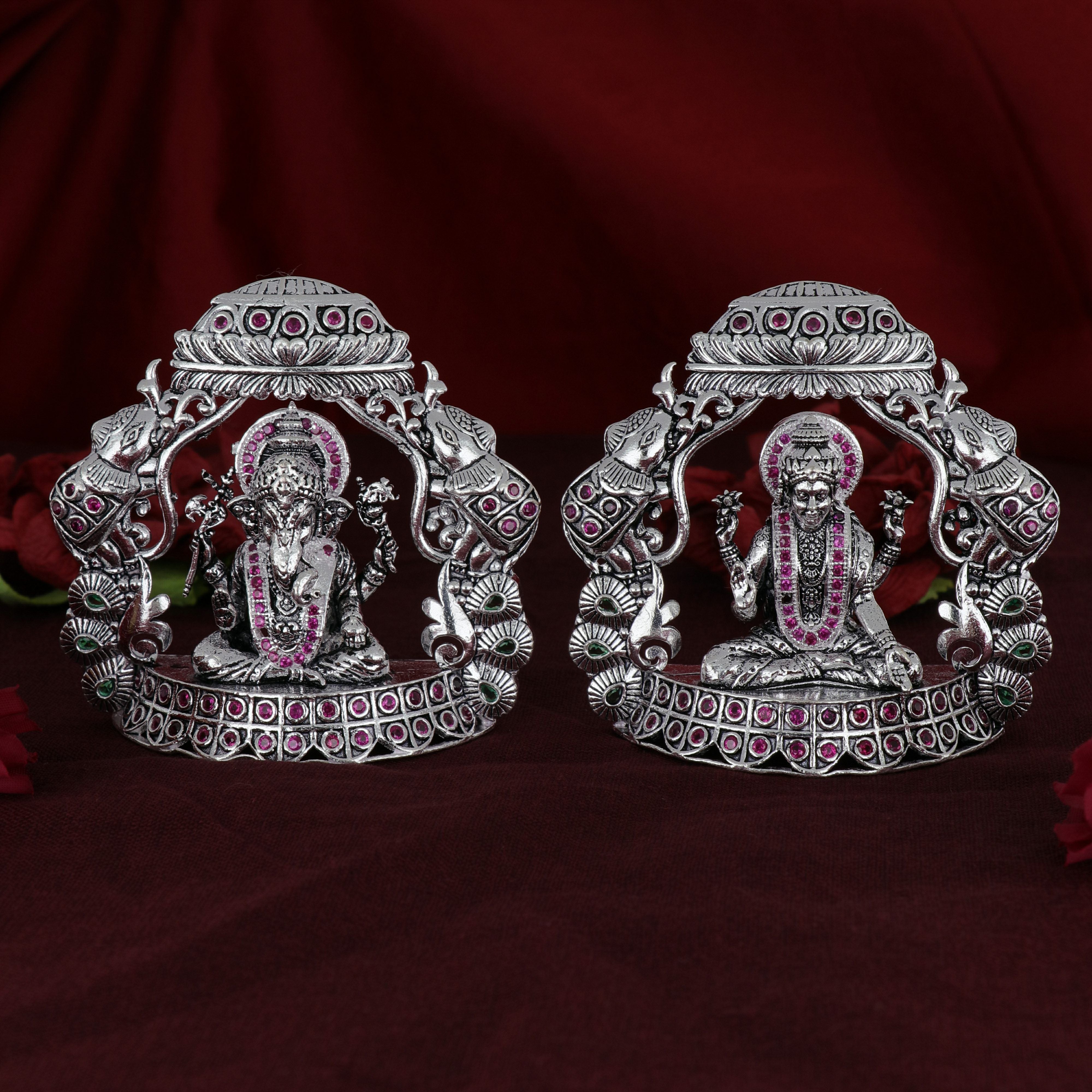 Shri Ganesh Laxmiji Micro Silver Murti