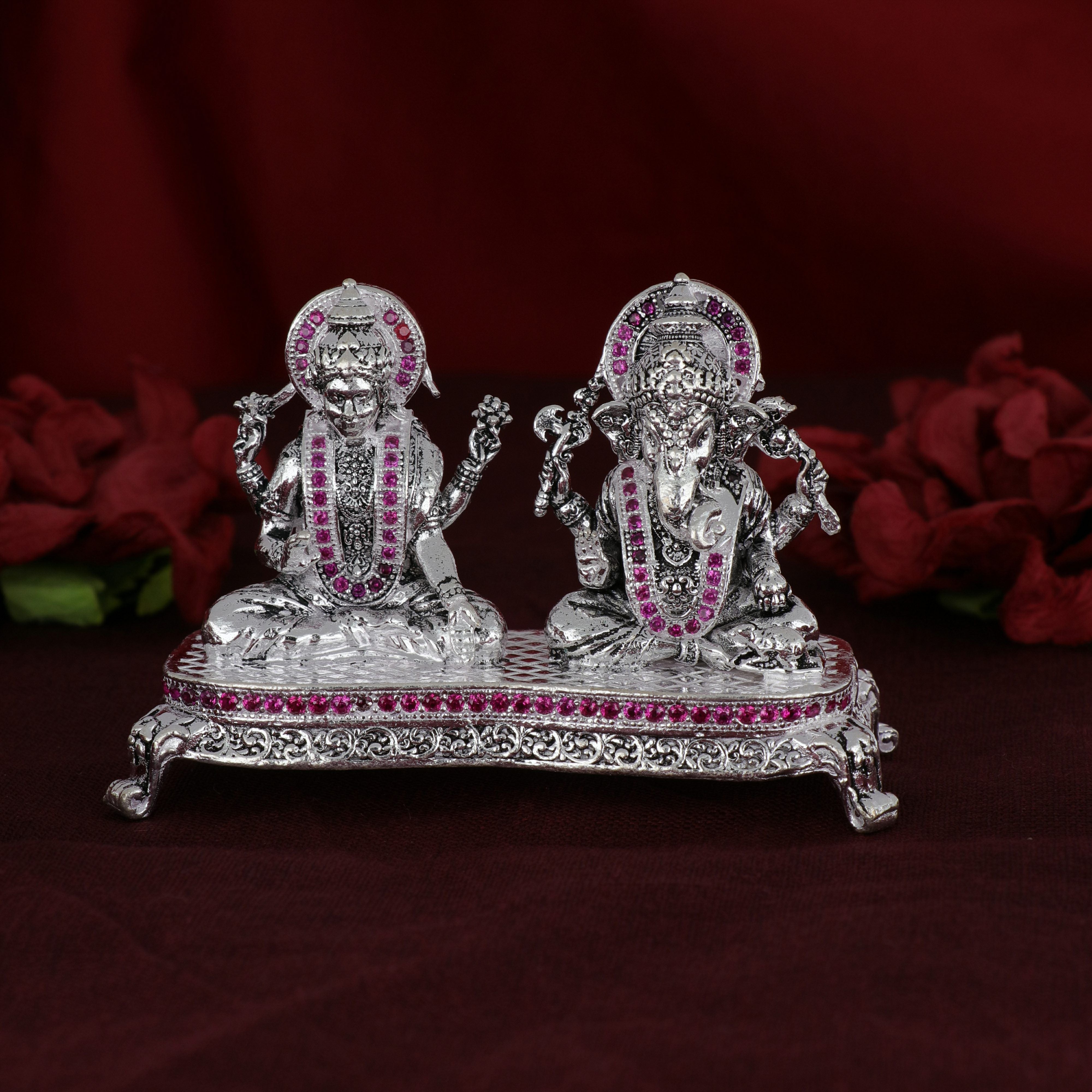 Shri Ganesh Laxmiji Micro Silver Murti