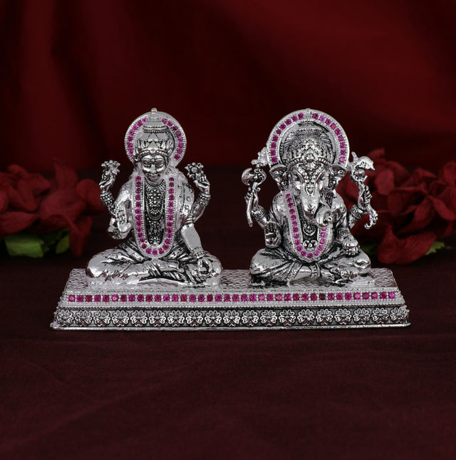 Shri Ganesh Laxmiji Micro Silver Murti