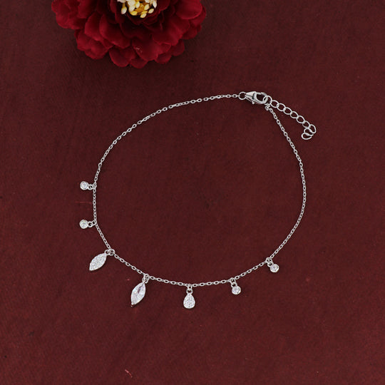Lightweight 925 silver charm anklet for everyday wear