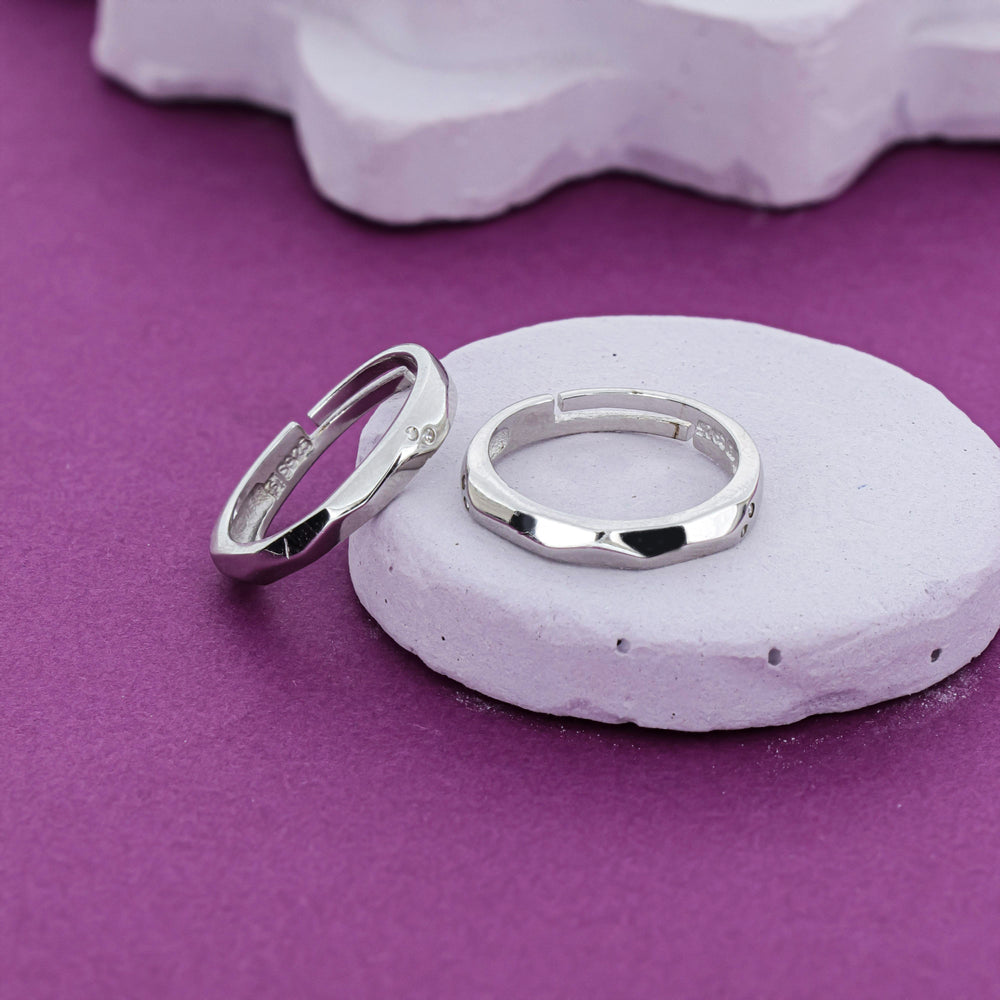 Minimalist 925 sterling silver couple rings with polished finish