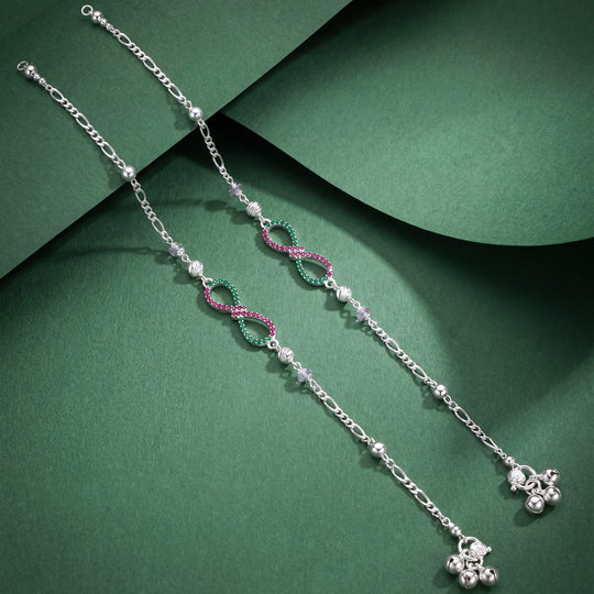 Adjustable infinity silver anklet suitable for gifting without a measurement